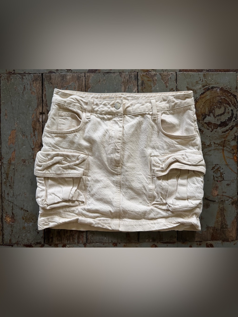 Anthropologie Pilcro Cream Cargo Pocket Mini Skirt